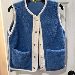 Blue and White Fleece Vest